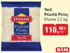 EFSANE YERLİ PİLAVLIK PİRİNÇ 2,5 KG
